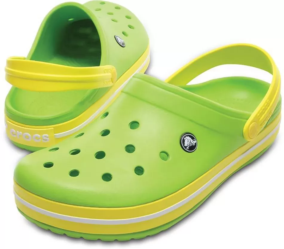 Yellow and cheap green crocs