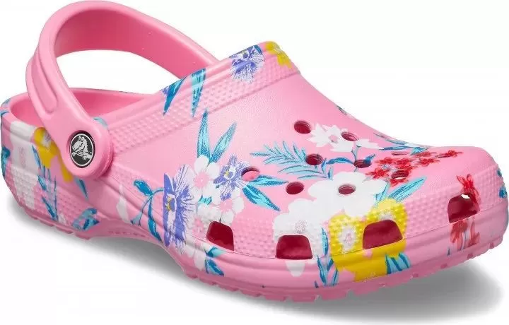 Pink clearance floral crocs
